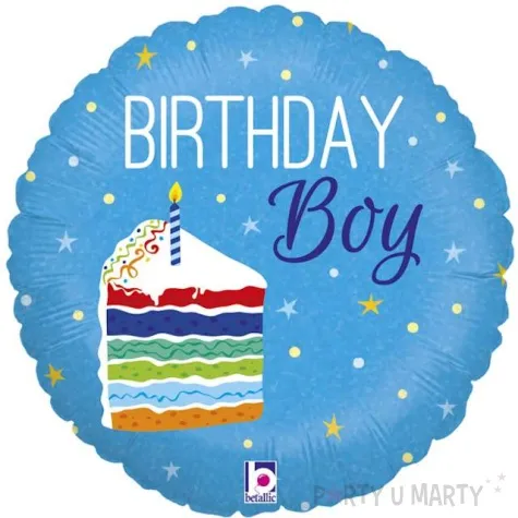 balon foliowy birthday boy niebieski betallic 18 rnd
