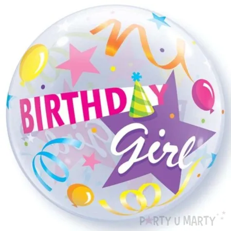 balon foliowy birthday girl qualatex bubbles 22 orb
