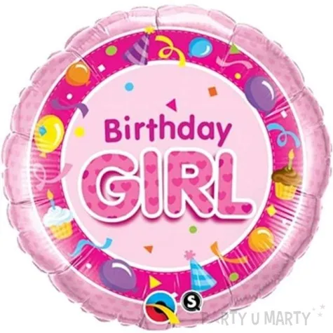 balon foliowy birthday girl rozowy qualatex 18 rnd