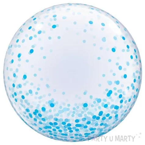 balon foliowy blekitne grochy qualatex bubbles 24 orb