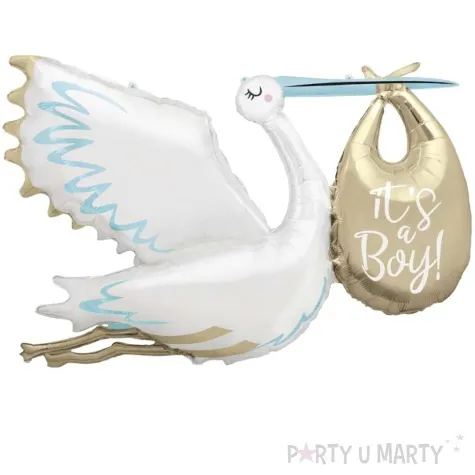 balon foliowy bocian baby shower its a boy unique 62 shp