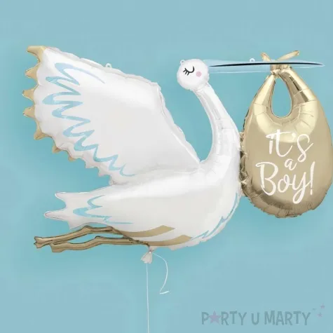 balon foliowy bocian baby shower its a boy unique 62 shp