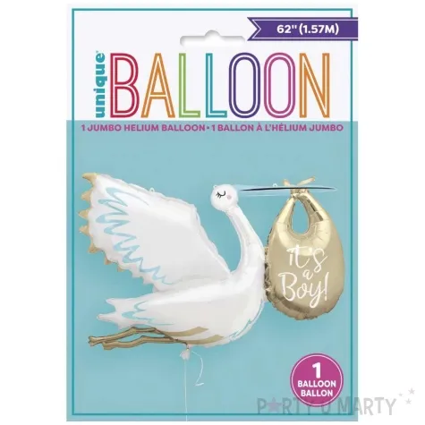 balon foliowy bocian baby shower its a boy unique 62 shp
