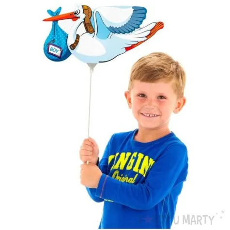 balon foliowy bocian chlopiec niebieski folat 15 shp