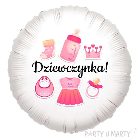 balon foliowy bodo girl dziewczynka dekoracja na baby shower gender reveal bialy 18 rnd