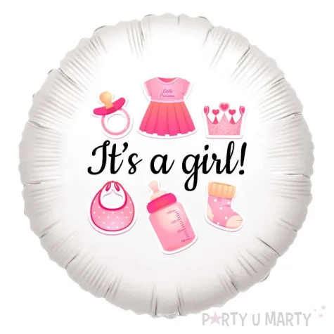 balon foliowy bodo girl its a girl dekoracja na baby shower gender reveal bialy 18 rnd