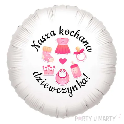 balon foliowy bodo girl kochana dziewczynka dekoracja na baby shower bialy 18 rnd