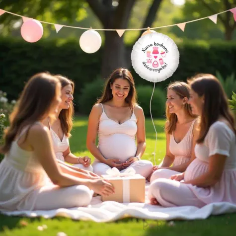 balon foliowy bodo girl kochana dziewczynka dekoracja na baby shower bialy 18 rnd