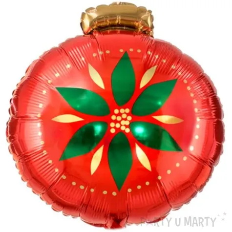 balon foliowy bombka z kwiatem czerwony partydeco 18 rnd