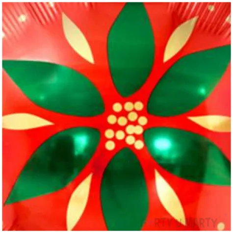 balon foliowy bombka z kwiatem czerwony partydeco 18 rnd