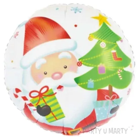 balon foliowy boze narodzenie mikolaj z drzewkiem 18 rnd