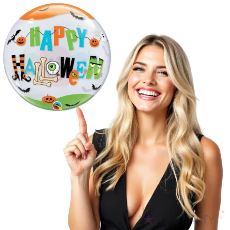 balon foliowy bubble happy halloween qualatex 22 orb
