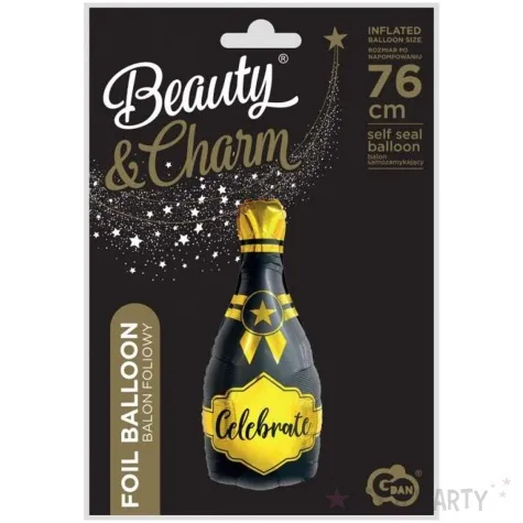 balon foliowy butelka szampana celebrate czarno zloty godan 30 shp