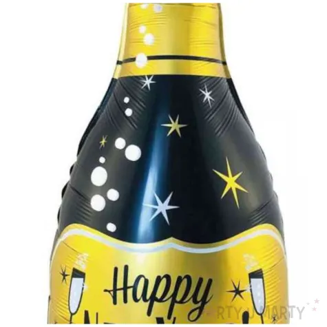 balon foliowy butelka szampana happy new year sylwester czarno zloty jix 38 shp