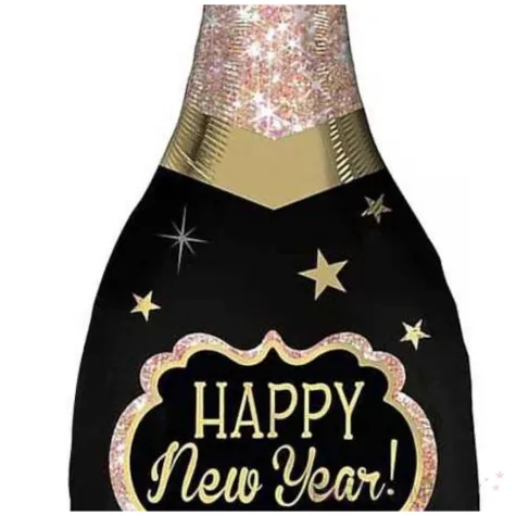 balon foliowy butelka szampana happy new year sylwester z brokatem rose gold jix 38 shp