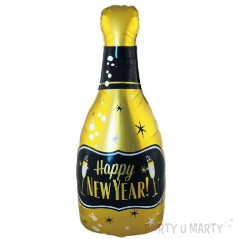 balon foliowy butelka szampana happy new year zloto czarny jix 38 shp