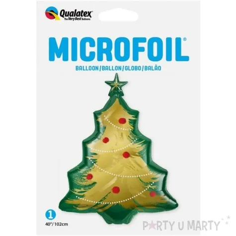 balon foliowy choinka swiateczna zloto zielony qualatex 40 shp