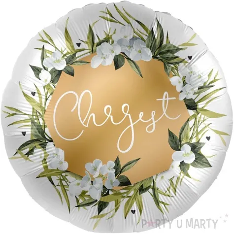 balon foliowy chrzest bialo zloty amscan 17 rnd