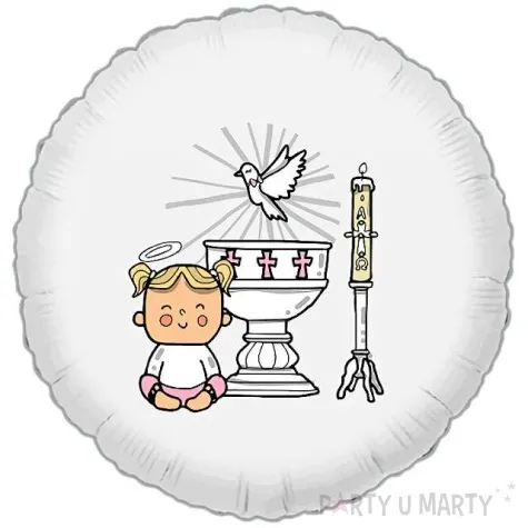 balon foliowy chrzest dziewczynki bialy adikbal 18