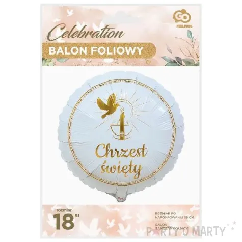 balon foliowy chrzest swiety golabek i kelich ihs bialy godan 18 rnd