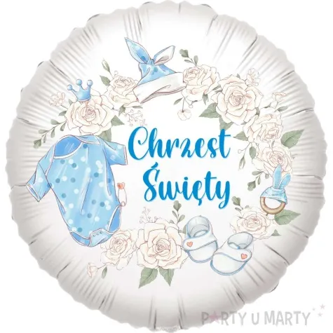 balon foliowy chrzest swiety niebieski kaftanik 18 rnd