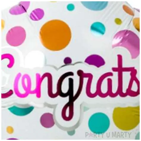 balon foliowy congrats bialy w kropki takarakosan 15 str