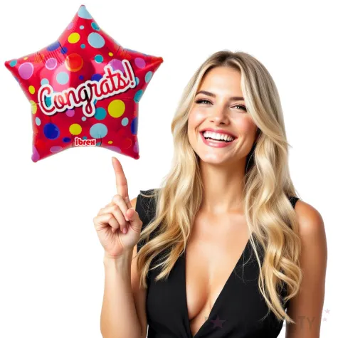 balon foliowy congrats czerwony w kropki takarakosan 15 str