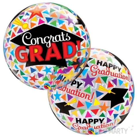 balon foliowy congrats grad caps qualatex bubbles 22 orb