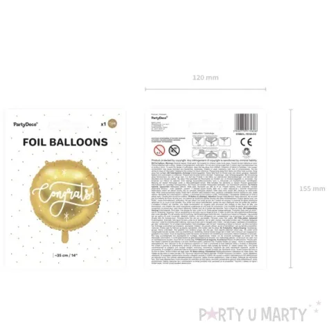 balon foliowy congrats gratulacje zloty partydeco 18 rnd