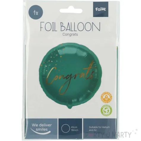 balon foliowy congrats zielony ciemny folat 18 rnd