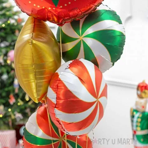 balon foliowy cukierek lizak czerwono zielony partydeco 14 rnd