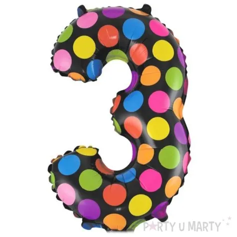 balon foliowy cyfa 3 kropki oem 16 dgt