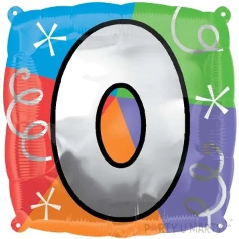 balon foliowy cyfra 0 amscan 18 sqr