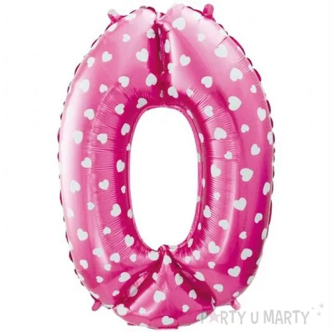 balon foliowy cyfra 0 biale serca rozowy godan 26 dgt