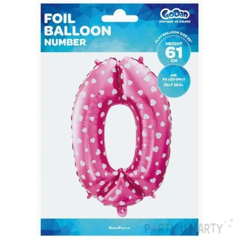 balon foliowy cyfra 0 biale serca rozowy godan 26 dgt