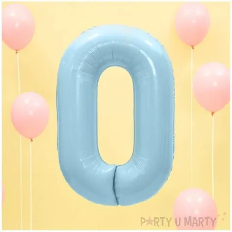 balon foliowy cyfra 0 blekitny partydeco 34 dgt