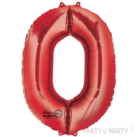 balon foliowy cyfra 0 czerwony amscan 34 dgt