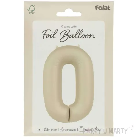 balon foliowy cyfra 0 mat kremowe latte folat 34 dgt