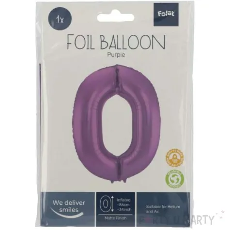 balon foliowy cyfra 0 metaliczny mat fioletowy folat 34 dgt