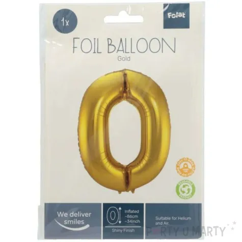 balon foliowy cyfra 0 metaliczny zloty folat 34 dgt