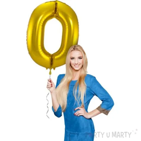 balon foliowy cyfra 0 metaliczny zloty folat 34 dgt