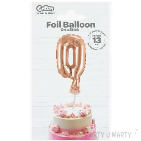 balon foliowy cyfra 0 micro rozowe zloto godan 5 dgt