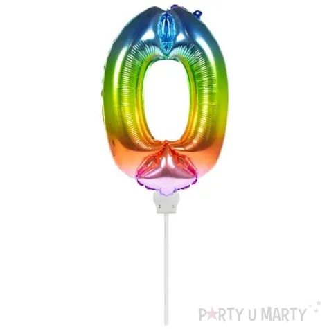 balon foliowy cyfra 0 mini teczowy folat 14 dgt