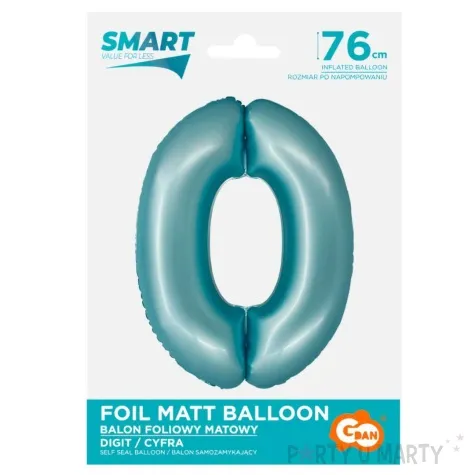balon foliowy cyfra 0 niebieski matowy godan 30 dgt
