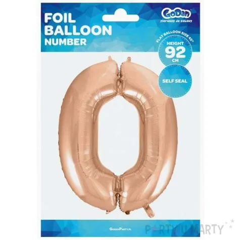 balon foliowy cyfra 0 rozowe zloto godan 45 dgt