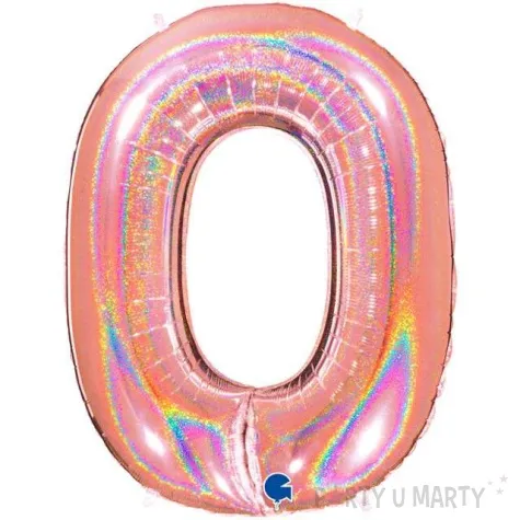 balon foliowy cyfra 0 rozowe zloto grabo 40 dgt