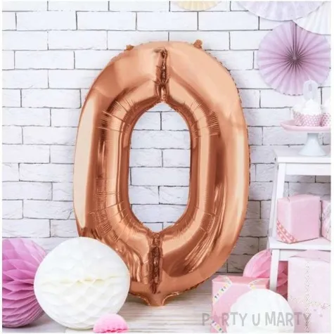 balon foliowy cyfra 0 rozowe zloto partydeco 34 dgt
