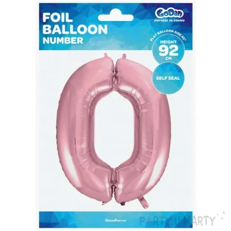 balon foliowy cyfra 0 rozowy jasny godan 45 dgt