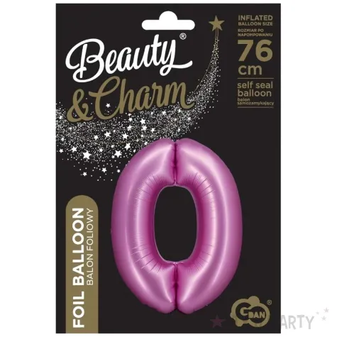 balon foliowy cyfra 0 rozowy satynowy godan 30 dgt