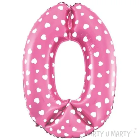 balon foliowy cyfra 0 serduszka rozowy jix 18 dgt